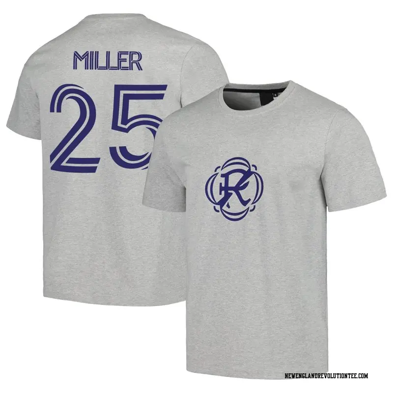 Men's New England Revolution ＃25 Peyton Miller Gray Name & Number Culture Heavy T-Shirt