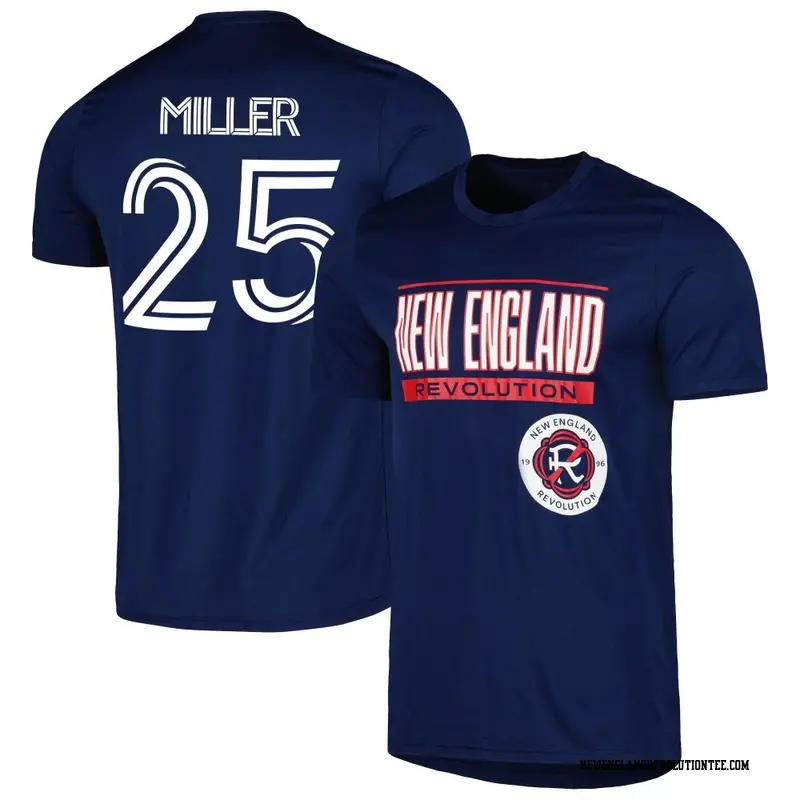 Men's New England Revolution ＃25 Peyton Miller Navy Name & Number Club T-Shirt