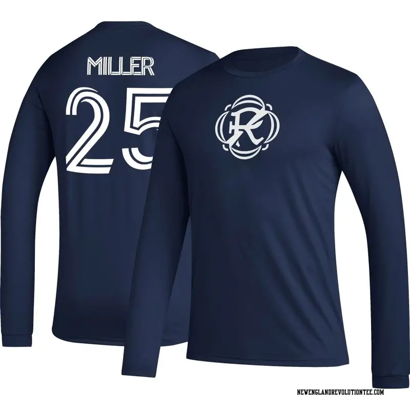 Men's New England Revolution ＃25 Peyton Miller Navy Name & Number Icon Long Sleeve T-Shirt