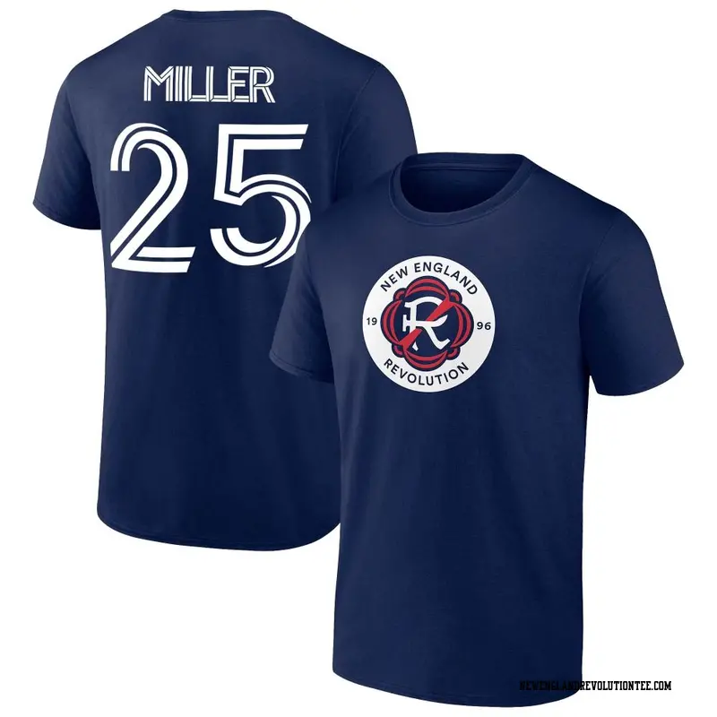 Men's New England Revolution ＃25 Peyton Miller Navy Name & Number T-Shirt