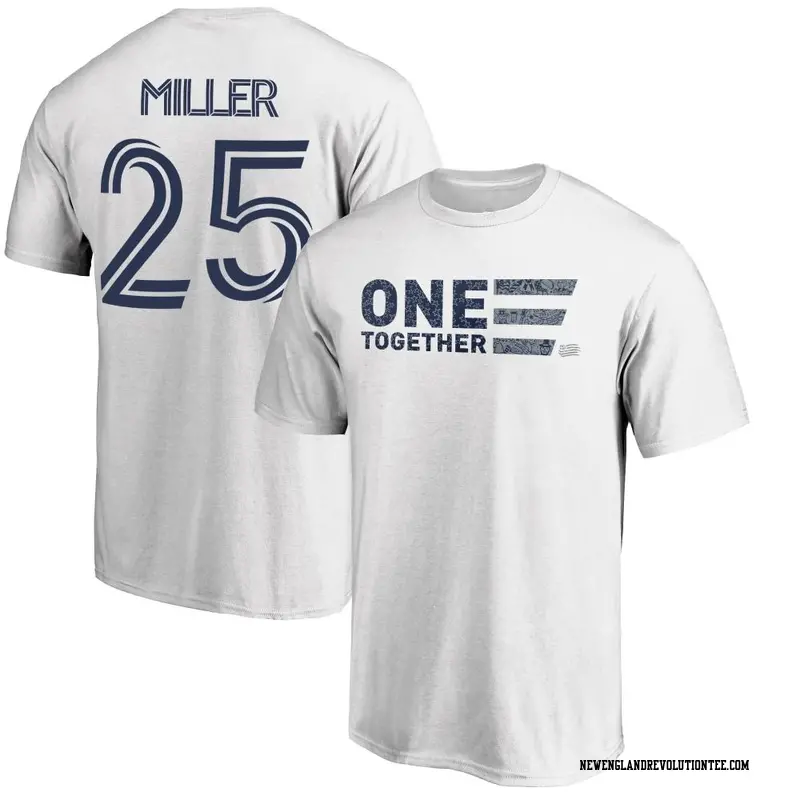 Men's New England Revolution ＃25 Peyton Miller White Name & Number Americana Patriotic Club T-Shirt