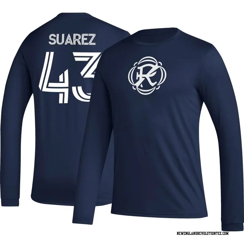 Men's New England Revolution ＃43 Santiago Suarez Navy Name & Number Icon Long Sleeve T-Shirt