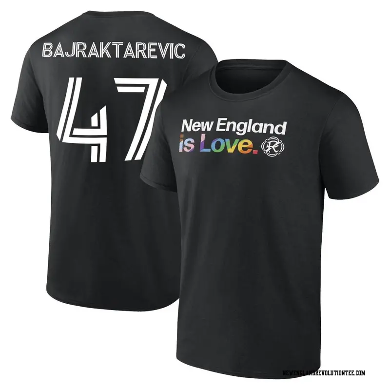 Men's New England Revolution ＃47 Esmir Bajraktarevic Black Name & Number City Pride T-Shirt