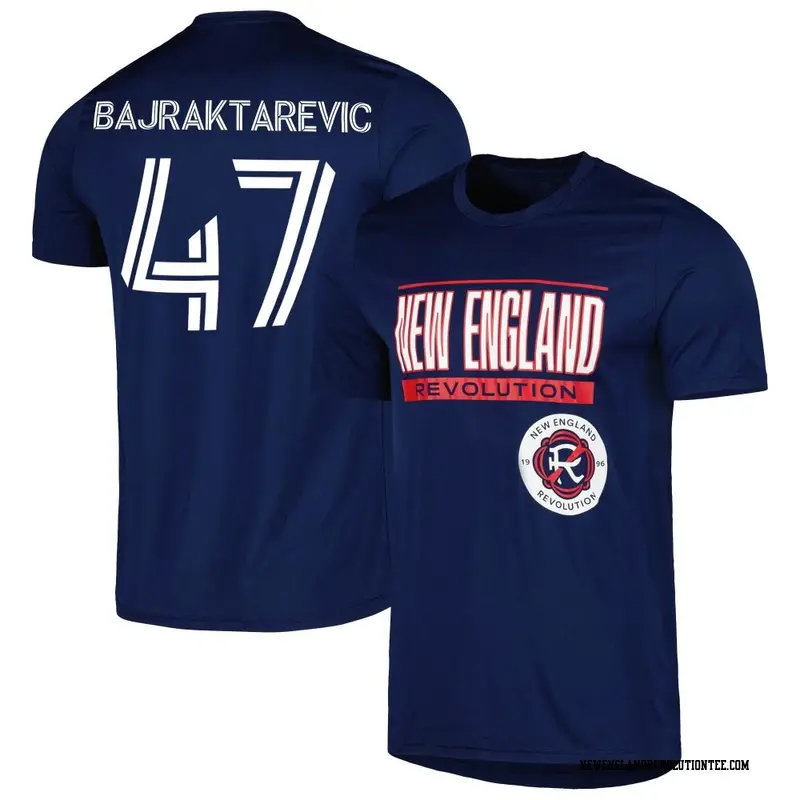 Men's New England Revolution ＃47 Esmir Bajraktarevic Navy Name & Number Club T-Shirt