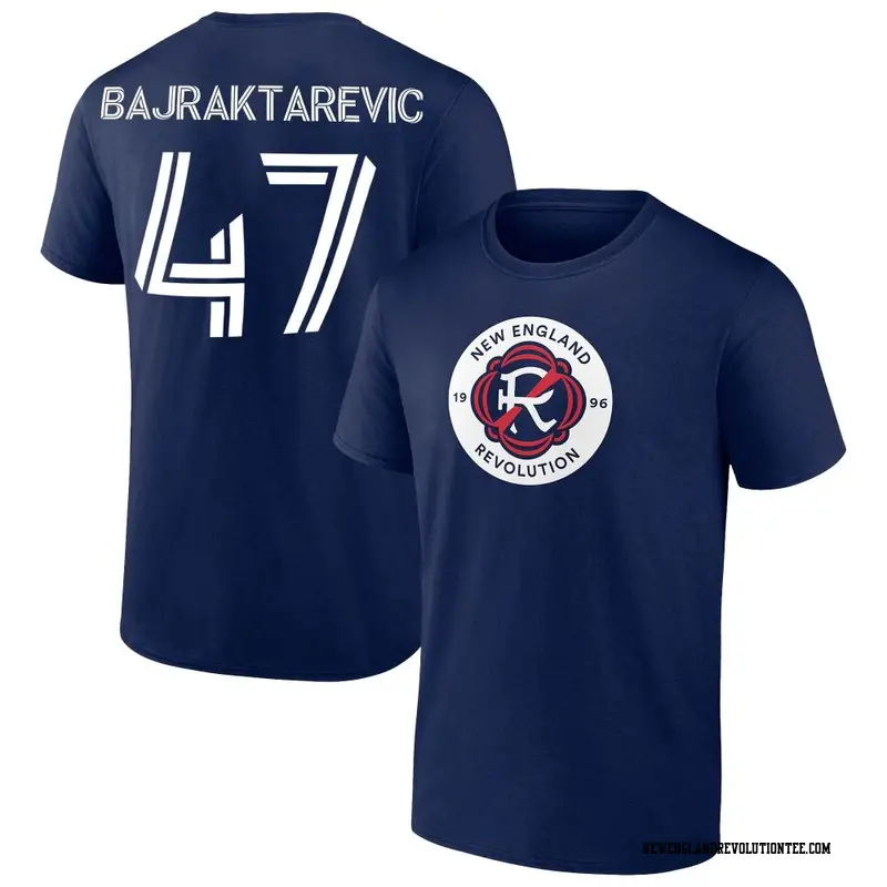 Men's New England Revolution ＃47 Esmir Bajraktarevic Navy Name & Number T-Shirt