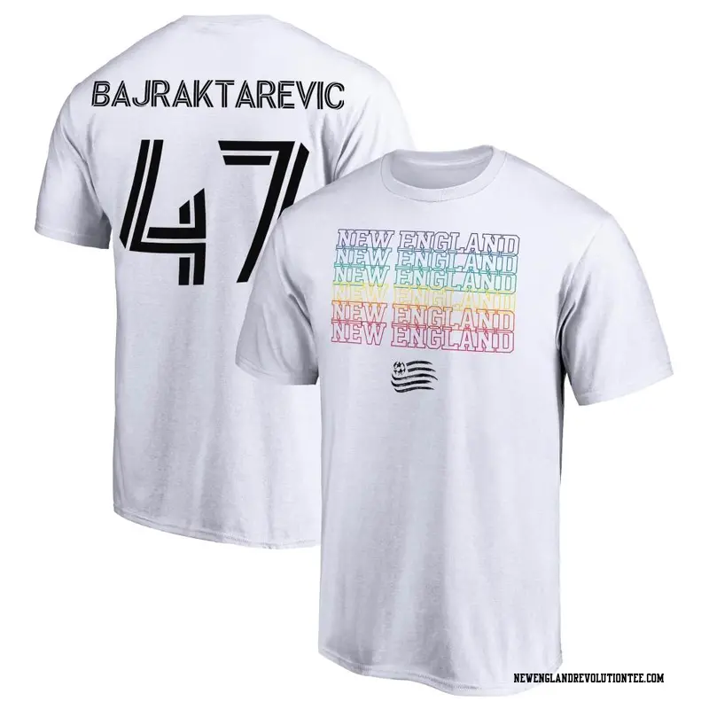 Men's New England Revolution ＃47 Esmir Bajraktarevic White Name & Number City Pride T-Shirt