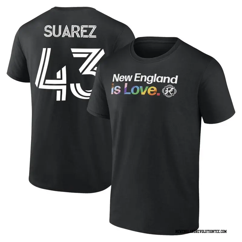 Youth New England Revolution ＃43 Santiago Suarez Black Name & Number City Pride T-Shirt