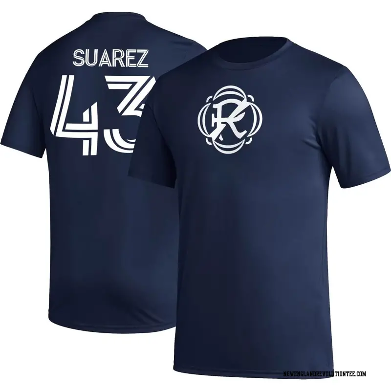 Youth New England Revolution ＃43 Santiago Suarez Navy Name & Number Icon T-Shirt