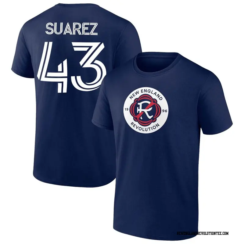 Youth New England Revolution ＃43 Santiago Suarez Navy Name & Number T-Shirt